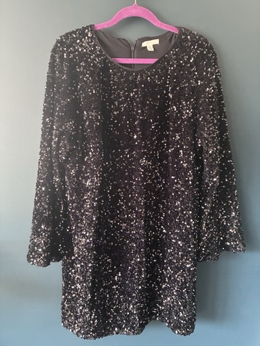 Black sequin dress - sequin, (size