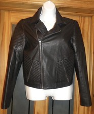 BEC & BRIDGE BLACK SOFT LEATHER MOTO BIKER JACKET UK 8