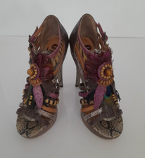 OFFICE LONDON MULTI COLOURED ANIMAL PRINT STRAPPY PLATFORM SHOES SIZE 4 UK 37 EU