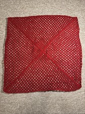 Hand Crocheted Red Baby Knees Blanket Granny Square 30 x 30 Inches
