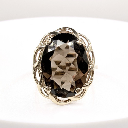 9ct gold vintage smoky quartz - gold,