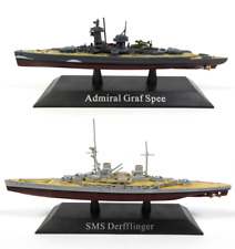 Set of 2 Warships 1:1250 WW1 + WW2 Diecast Military Model Boat Battleship WSL16