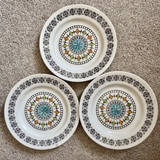 3 Vintage Broadhurst Kathie Winkle Roulette Design Small Side Plate Plates 6.5”