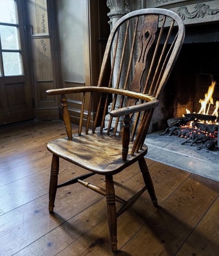 Georgian elm windsor armchair - georgian,