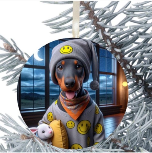 Doberman dog hanging bauble - doberman,