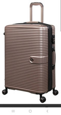 it Luggage Helixian Medium Expandable 4 Wheel Suitcase Metalik Rose Gold Tsa