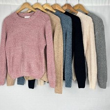 Womens Crew Neck Textured Short Soft Chenille Pullover Jumper ONE SIZE SMALL