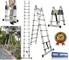 Telescopic Ladder 3.8M  Multi-Purpose Extendable Folding Step A-frame Ladder