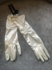 Isotoner Cream Evening gloves Ruched Party cocktail Satin Cruise Prom Bridesmaid