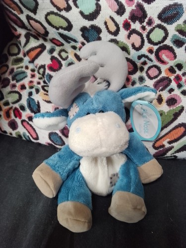 Small blue moose animal plush - moose,