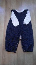 Baby Girl's Navy Dungarees & White Long Sleeve Top Set, Next, 12-18 months
