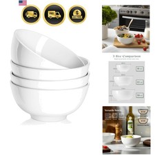 22 OZ White Ceramic Bowls Set