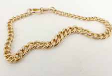 9ct Rose Gold Albert Bracelet Watch Curb 9.375 Antique 12.9 grams 8.75''