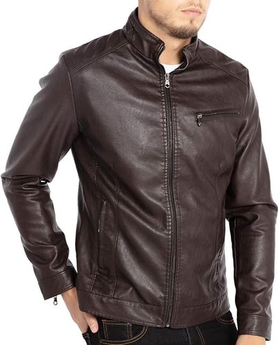 Mens stand collar leather - stand,