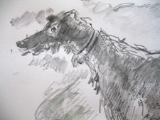 FOUR x KYFFIN WILLIAMS   PENCIL /WASH SKETCHES  WELSH  FARMER/LURCHER/FOX/TOMMY