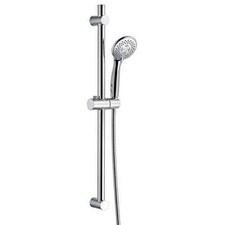 Bathstore Round Shower Handset Head, Riser Rail and Hose Kit, Chrome