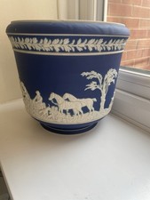 Large Adams Tunstall Jasper Ware  Planter Plant Pot Navy Blue