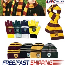 Harry Potter Beanie Hat Scarf Glove Gryffindor Slytherin Ravenclaw Hufflepuff//