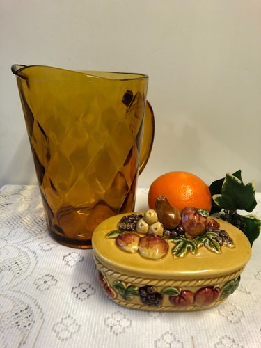 Vintage amber glass tall - amber,