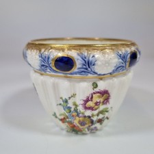 Antique Crescent George Jones & Sons Sugar Bowl Painted With Flowers 7.5cm