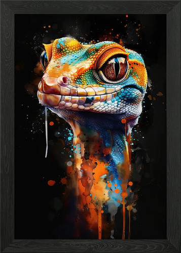 Gecko watercolor framed wall - watercolor,