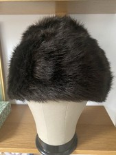  1950s Ladies Fur Hat Size M UK 7 Dark Brown Vintage Women's Hat FAUX FUR 