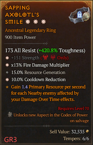 Diablo season ring - 13,