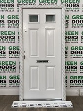 WHITE COMPOSITE FRONT DOOR BESPOKE AND FRAME WOOD GRAIN GRP EXTERIOR EXTERNAL