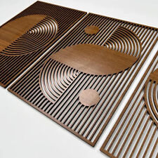 Boho Wood Wall Art – Abstract Bauhaus Style Wooden Decorative for Modern Homes