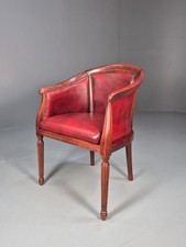 Vintage Tub Chair Antique Stye Danish Made Red Vinyl Upholstery 1970 EB9592 VLEA