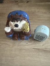 Taz Manian Devil Salt And Pepper Shaker Couch Chair And Chips Ceramic vintage