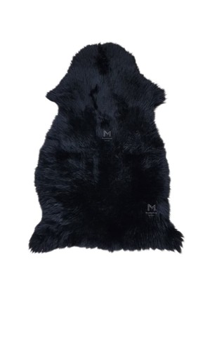 Black sheepskin rug luxury - sheepskin,