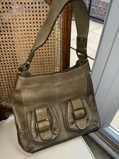 Blondie Mania Sage Green Large Leather Shoulder Bag - Pink Suede Lining - New