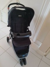 Used BabyStart Deluxe 3 Wheeler Baby Pushchair Black with Raincover