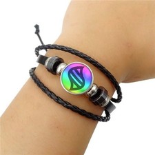 Adjustable Weave Leather Bracelet with Glass Cabochon Bangle for Women, Kids