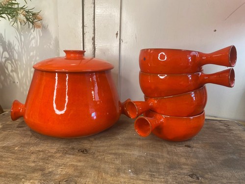 Red ceramic soup - ceramic,