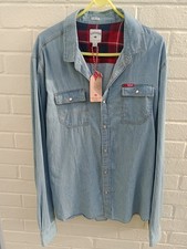 Lee Cooper Denim London Shirt Mens XXL Blue Pearl Snap Buttons Western Cotton