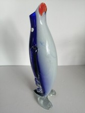 Large Vintage Hand Blown Murano Art Glass Penguin Figurine Vase 15" 