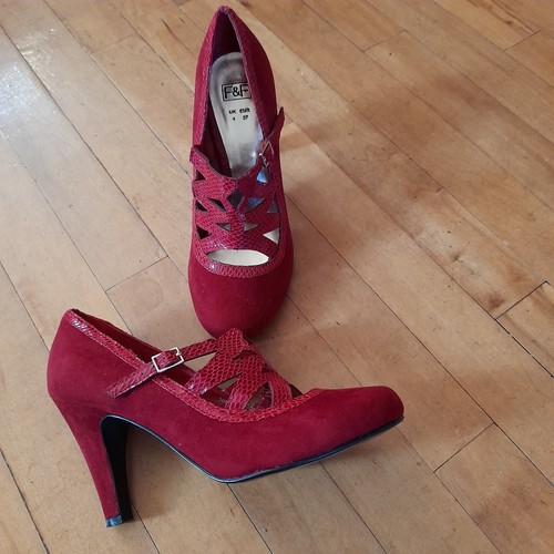 Red strap faux suede shoes - faux,