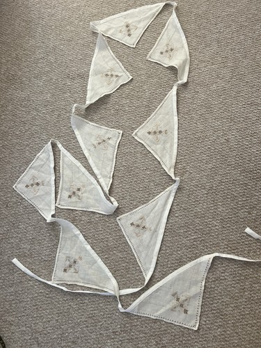 Bunting linen embroidered - bunting,