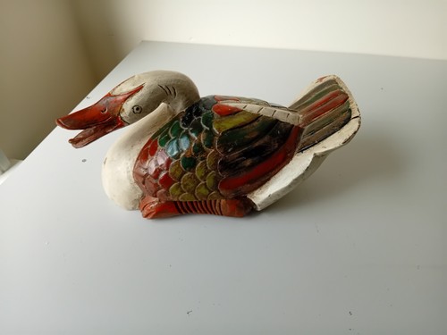 Indonesian carved wooden duck - indonesian,