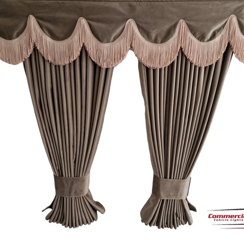 Light brown truck curtains - brown,