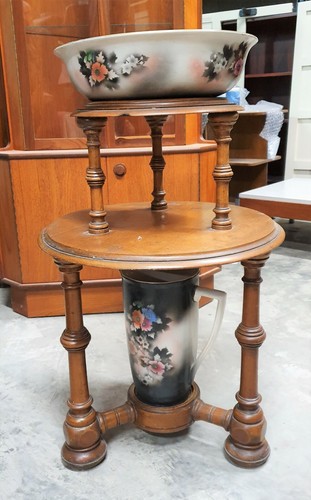Antique jug bowl with stand - &,