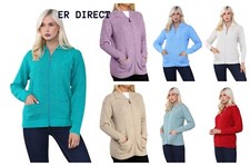 Women's Zip Cardigan Zipped Collared Cable Knit Long Sleeve Zipper Pocket Jumper