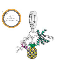 Pineapple, Palm Tree, and Flamingo Charm For Bracelet, Summer Charm