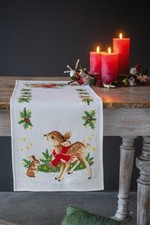 Vervaco Cross Stitch Kit: Table Runner: Little Deer with Bunny (Aida)