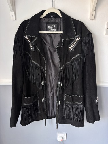Vintage black suede leather - suede,