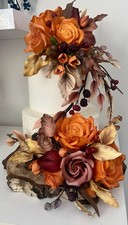 2 Piece Burnt Orange Cake Topper/Decoration/Acorn/Blackberry/mixed Foliage