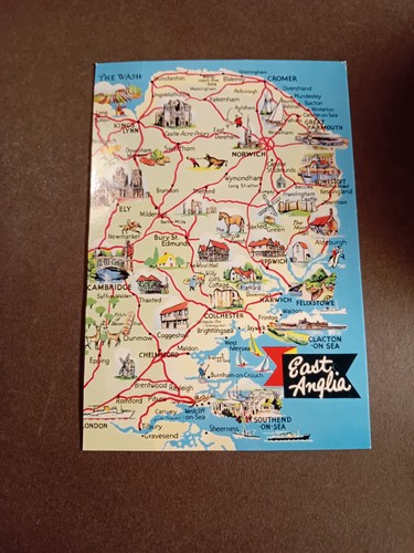 Map postcard east - postcard,, anglia
