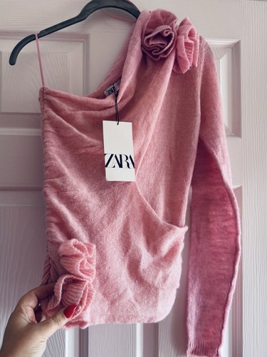 Zara pink floral knit one - zara,